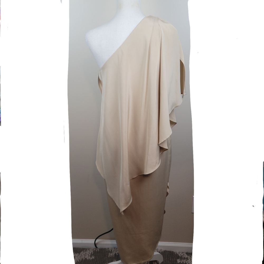 3.1 Phillip Lim Gold Asymmetrical Hem One Shoulder Dress size 2 - Picture 7 of 8